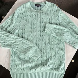 Brooks Brothers Men’s Supima Cotton Cable Crewneck Sweater, XL